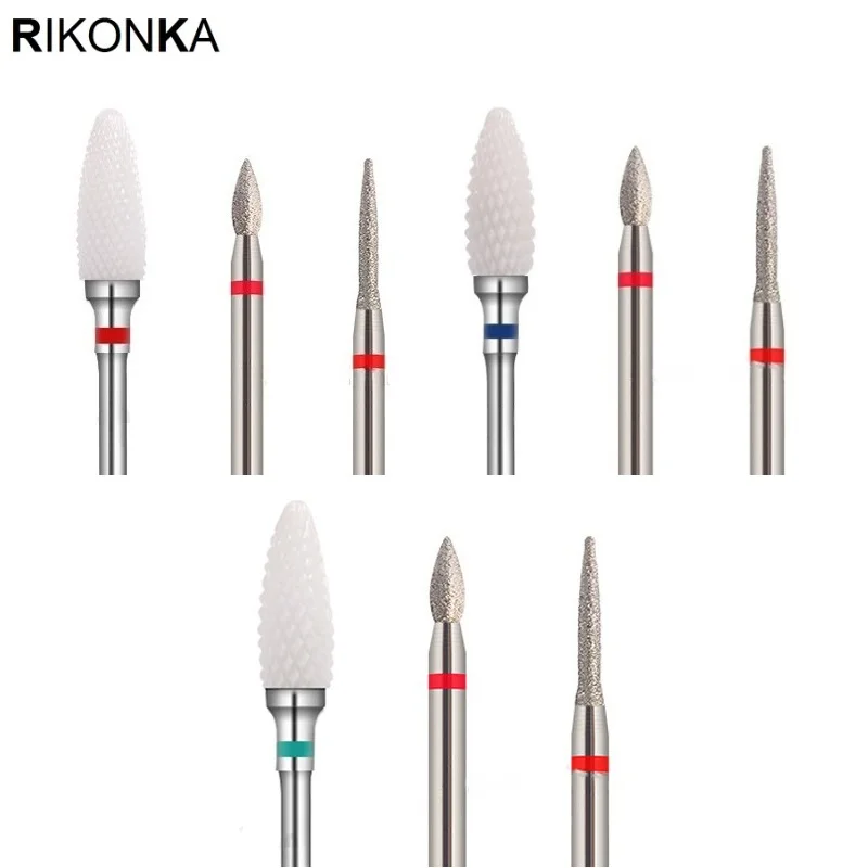 RIKONKA 3PCS Ceramic Milling Cutters For Manicure Nail Drill Bits Diamond Cutter Gel Polish Remover Tools | Красота и здоровье