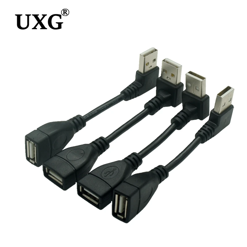 10cm 20cm USB 2.0 A Male To Female 90 Angled Extension Adaptor Cable USB2.0 Male To Female Right/left/down/up Black Cable Cord micro cable hdmi compatible to hd female adapter convertor hdtv d 90 degree left right angled up down to hdmi extension cable