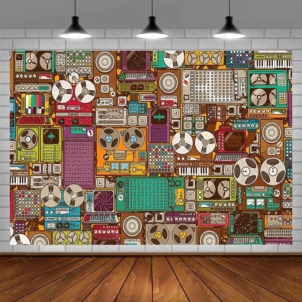 Fondale Fotografico Radio Boombox Tape Cd Wall 80S Sfondo Back To 90S Nostalgico Old-Fashioned Antique Hip-Hop Disco Party