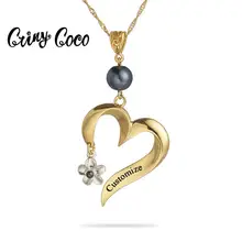Cring Coco Hawaiian Gold Necklace Fashion Heart Flower Jewelry Custom Personalized Name Penant Necklaces Choker for Women Gifts