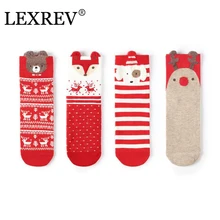8 шт./4 пары, женские носки, повседневные зимние рождественские носки, носки с оленем Давида, хлопковые носки с героями мультфильмов, сохраняющие тепло, женские носки, подарок на Рождество