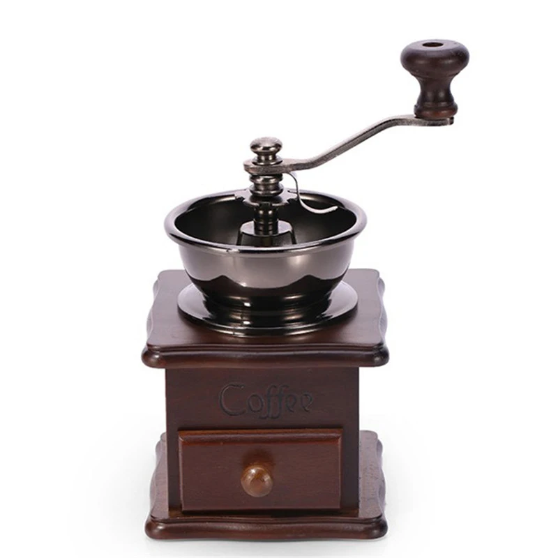 

Classical Hand Stainless Steel Coffee Mini Burr Mill Wooden Retro Manual Coffee Grinder with High-quality Ceramic Millstone
