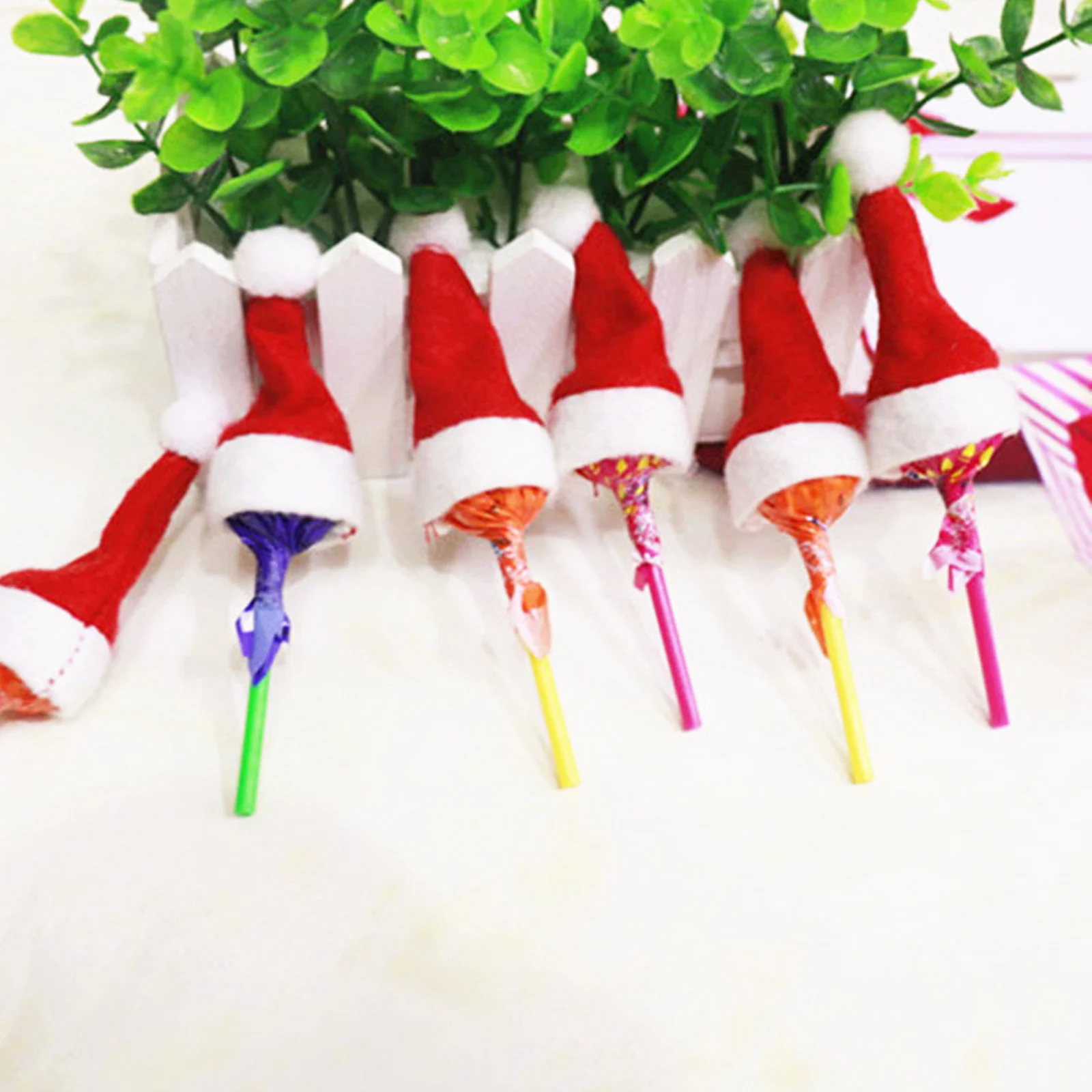Mini Christmas Hat Santa Claus cap for Lollipop Top Topper Cover Hat For Xmas New Year Festival Party Decoration