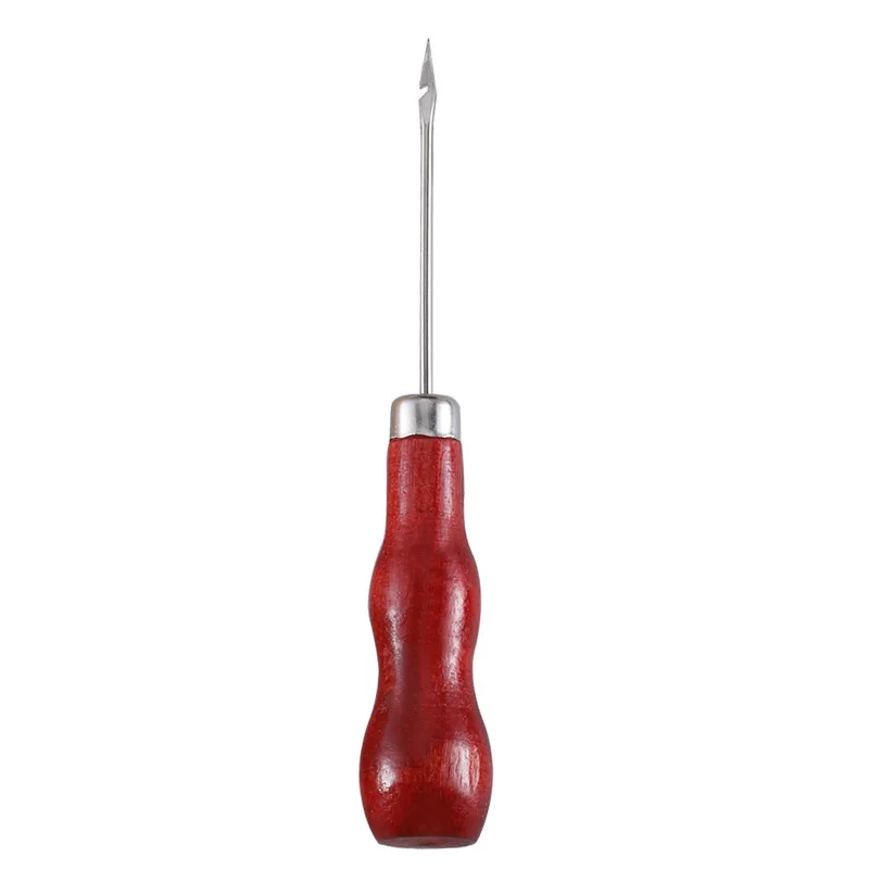 Деревянная ручка DIY кожаный шило для шитья штырь дырокол инструмент для ремонта ручного кожевенного ремесла Иглы Швейные аксессуары - Цвет: A