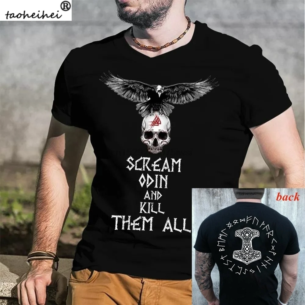 Foshion Viking Mjolnir ond Скандинавская Руна Wheel футболка с викингами Wikinger Tee | Женская