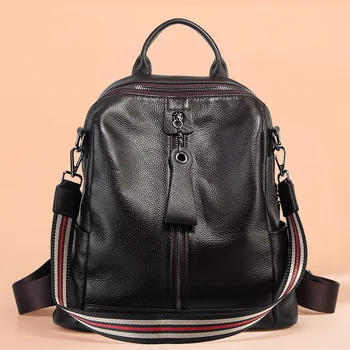 

Genuine Leather Backpack School Bags Women Back Pack Female Luxury Backpack Ladies Large Capacity Travel Bag mochila feminina