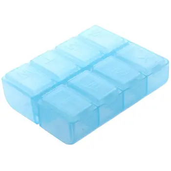 

Plastic Rectangle 8 Compartments 7 Days Medicine Pill Box Blue