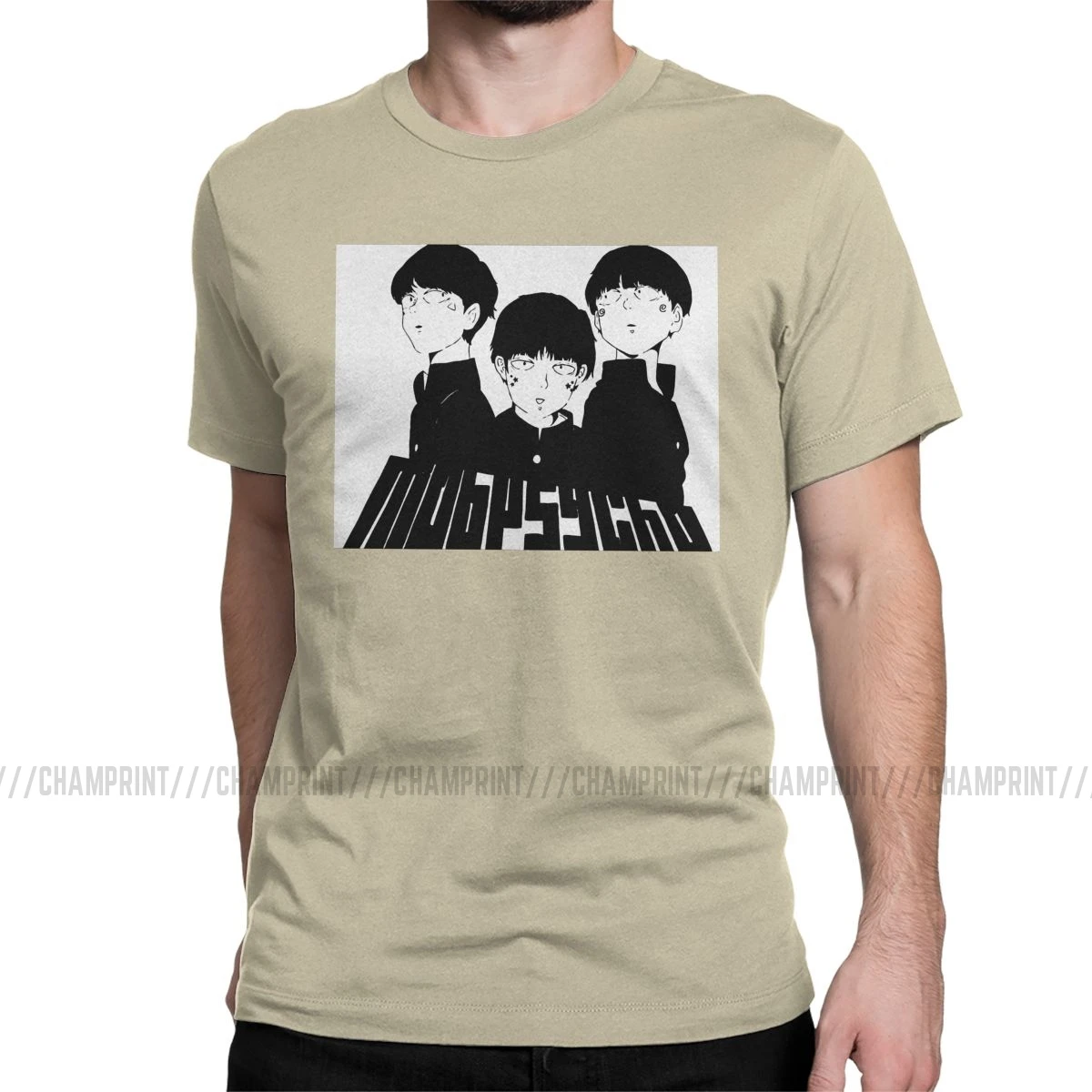 Mob Psycho 100 мужские футболки Shigeo Kageyama аниме Arataka Esper MP100 Манга футболка с коротким рукавом футболки хлопок - Цвет: Бежевый