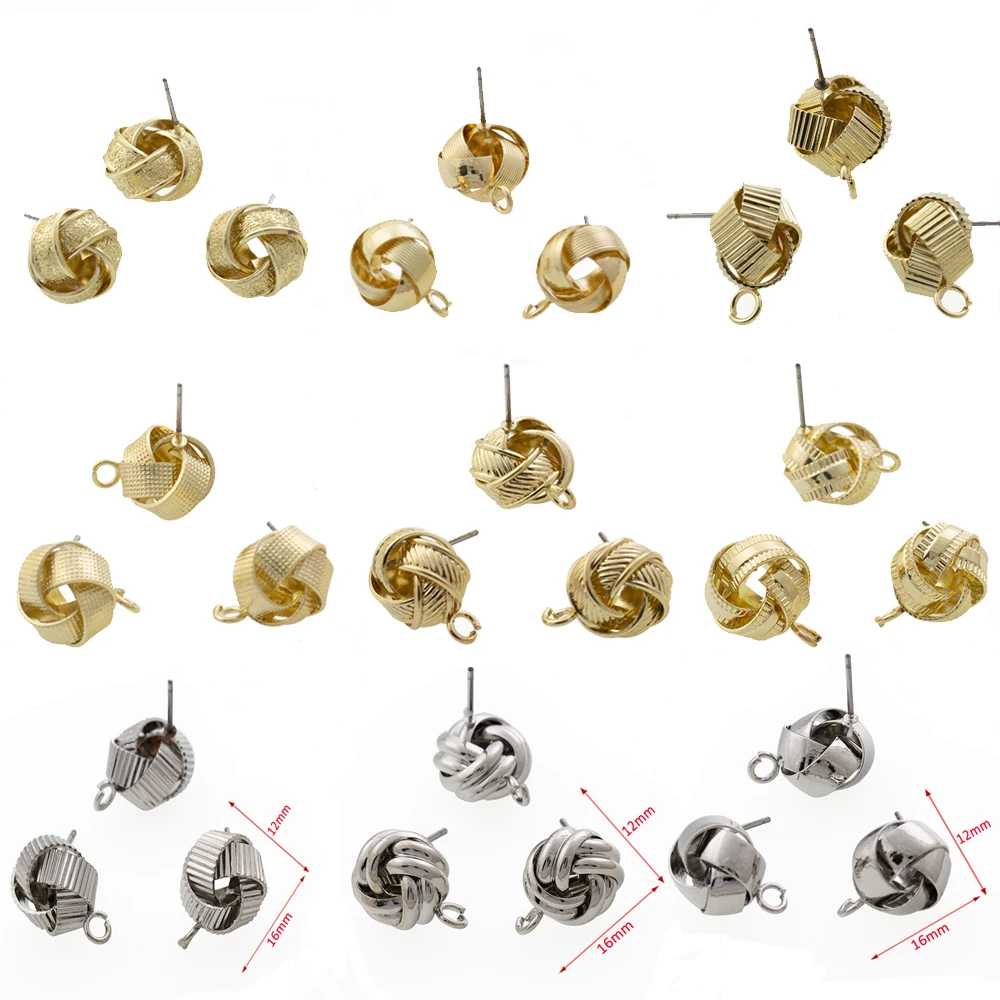 

10Pcs DIY Beads Earring Settings Hollow Ball Stud Earrings Connectors Earrings Base Earrings Hook for Jewelry Making