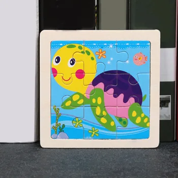 

Hot Sale 3D Animal Puzzle Blocks Toys Children Educational Toy Kids Gift Wooden 9 piece Cartoon Animals Puzzle
