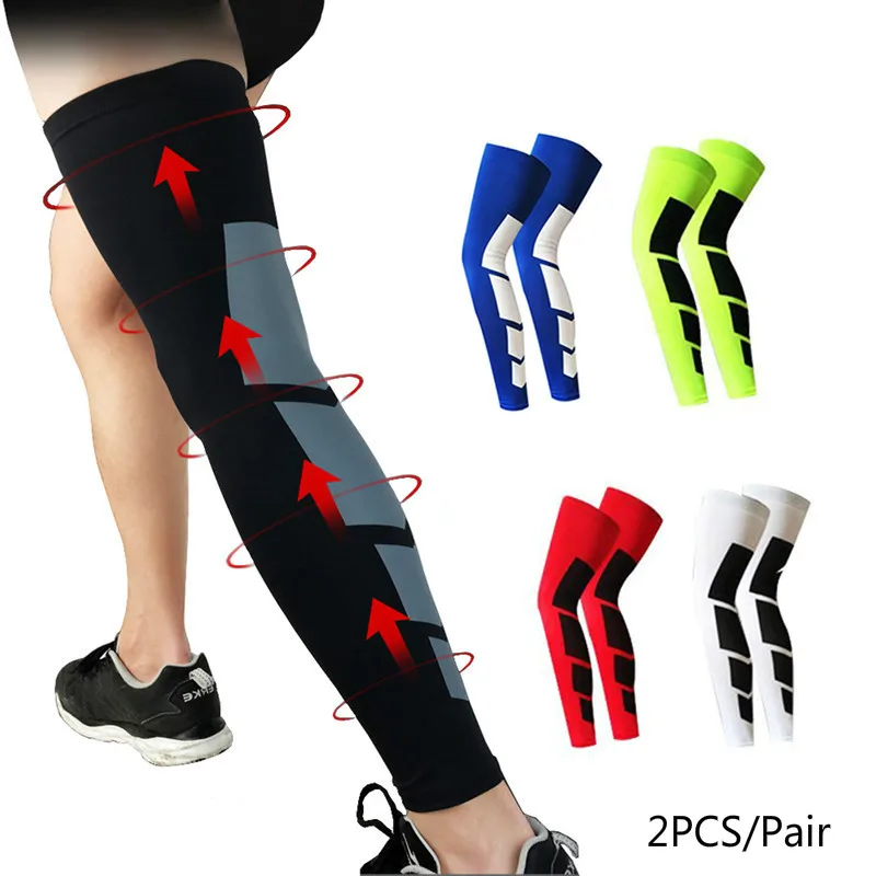 2pcs Sports Compression Full Leg Sleeves Sun Protection Long Knee Calf