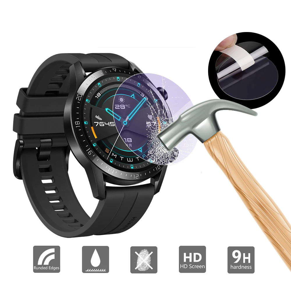 Для huawei Watch GT2(46 мм), прозрачное полное покрытие, закаленное стекло, защита экрана, защитная пленка, защита от взрыва, анти-осколков