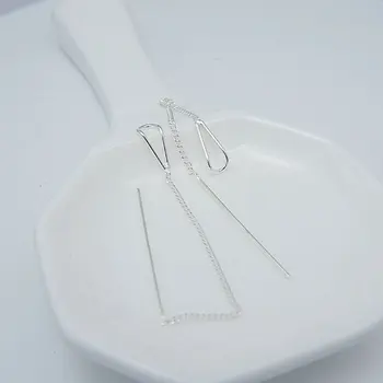 

Ice River Real S925 Sterling Silver Thread Earring Women Charm Long Chain Earrings Dangle Simple Style Fashion Jewelry 1 Pair