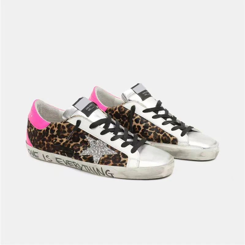 Spring/Autumn New Children's Leopard Print Horsehair Retro Dirty Dirty Kid Shoes Sequined Stars Casual Parent-child Shoes QZ22 2