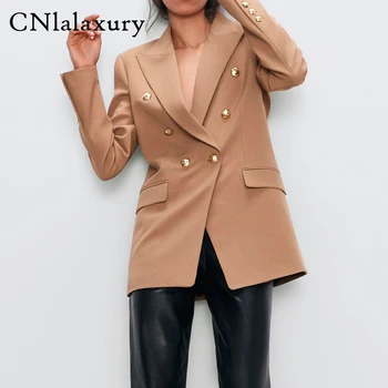 Chaqueta de oficina con doble botonadura para mujer, chaqueta informal de manga larga, prendas de vestir femeninas, chaqueta informal para mujer 2020