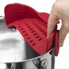 Silicone Kitchen Strainer Clip Pan Drain Rack Bowl Funnel Rice Pasta Vegetable Washing Colander Draining Excess Liquid Univers ► Photo 2/6