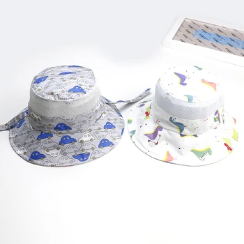 

Popular Summer baby girls boys Fisherman Hat New Bucket Hats Korean cartoon Car dinosaur Bucket Hats Wearable on both sides