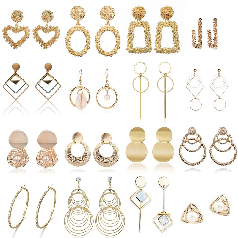 

Fashion Statement Earrings 2019 Big Geometric earrings For Women Hanging Dangle Earrings Drop Earring modern Jewelry