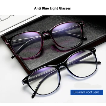 

Finished Myopia Glasses Blue Film Retro Round Frame Spectacles Anti Blue Light Goggles Nearsighted Eyeglasses Degree -1.0 To 6.0
