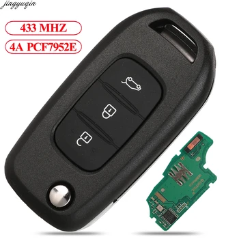 

Jingyuqin 5pcs Remote Control Flip Car Key 433MHz 4A PCF7952E Chip For Renault Kadjar Captur Megane 3 Symbol HU138TE VAC102 3BTN