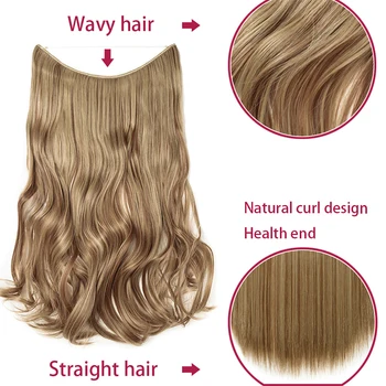 S-noilite Invisible Wire No Clips In Hair Extension Secret Fish Line Hairpiece Natural Long Curly Synthetic Hair Extension Women 5