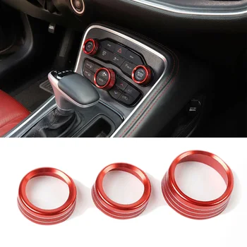 

5x Red Air Conditioning Knob And Engine Start-Stop Button Decorative Cover For Dodge Charger & Challenger 2010-2019