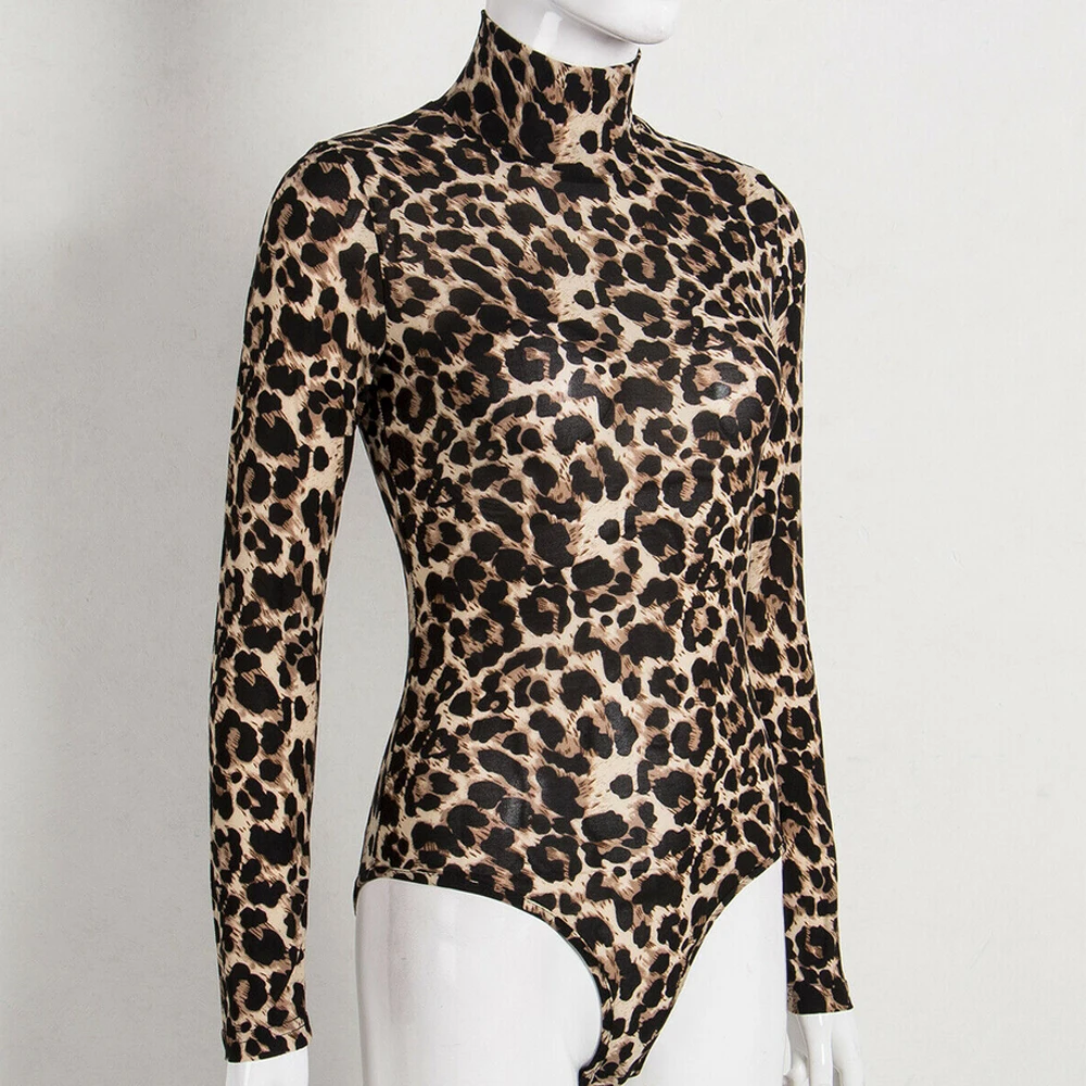Женский боди с длинным рукавом, Леопардовый серпантин, комбинезон, боди, сексуальный Облегающий комбинезон - Цвет: Leopard