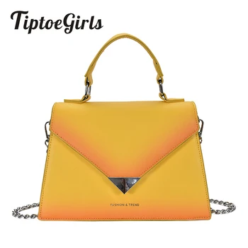 

Tiptoegirls Color Gradient Handbag Soft Leather Woman Shoulder Bags Flap Hasp Female Crossbody Bag Ladies Retro Leather Handbag