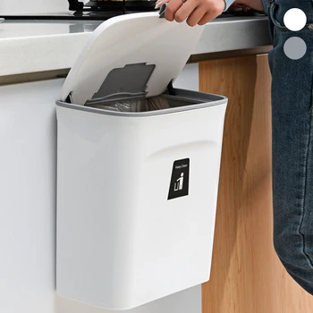 

Hanging Trash Can for Counter Top Under Sink Hanging Small Trash Can with Lid for Cupboard/Bathroom/Bedroom/Office/Camping