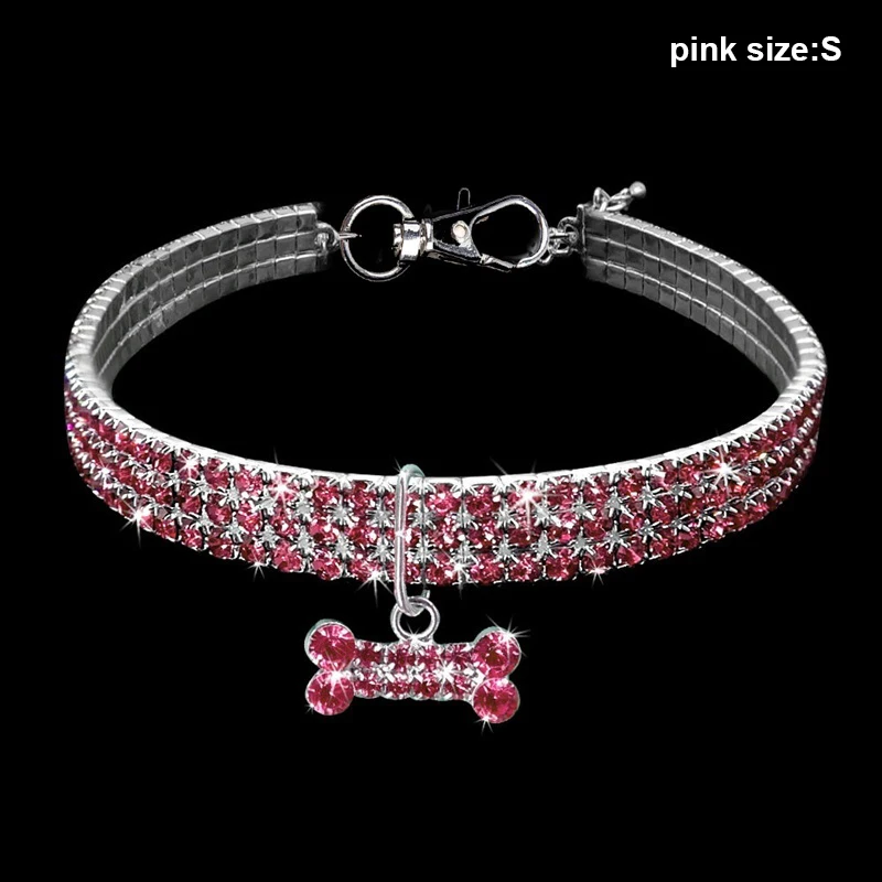 Pink Горячая Собака Щенок Ошейник шейный ремень пряжка Кость Форма кулон ожерелье безопасность мода подарок LSK99 - Цвет: Pink