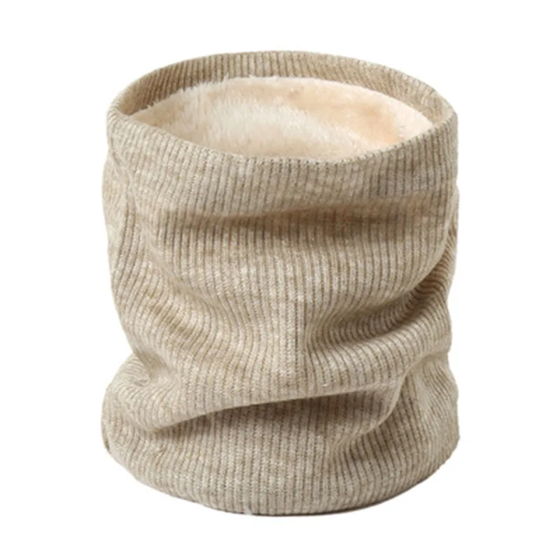 

Winter cervical spine scarf unisex plus velvet thick warm pullover scarf vertical stripes solid high neck knitted collar N11