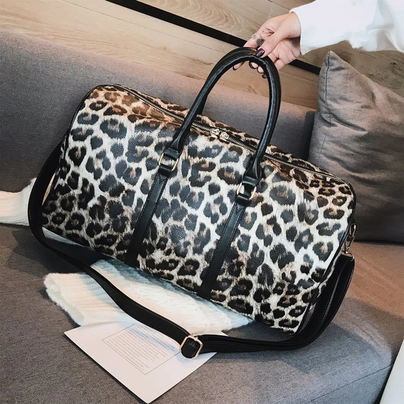 Fashion Travel Bag Women Duffle Carry On Luggage Bag Leopard Printing