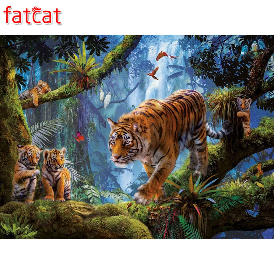 FATCAT 5d diy Алмазная картина Лес Дикий Тигр вышивка животные полный квадратный