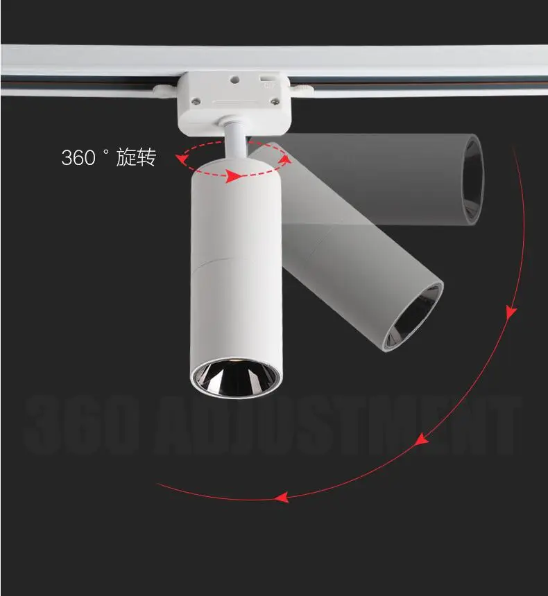 

10W 15W 20W LED Track Light 2 Wire 1 Phase Dimmable Rail Spot Lighting Fixtures Track Lamp AC85-265V free shipping