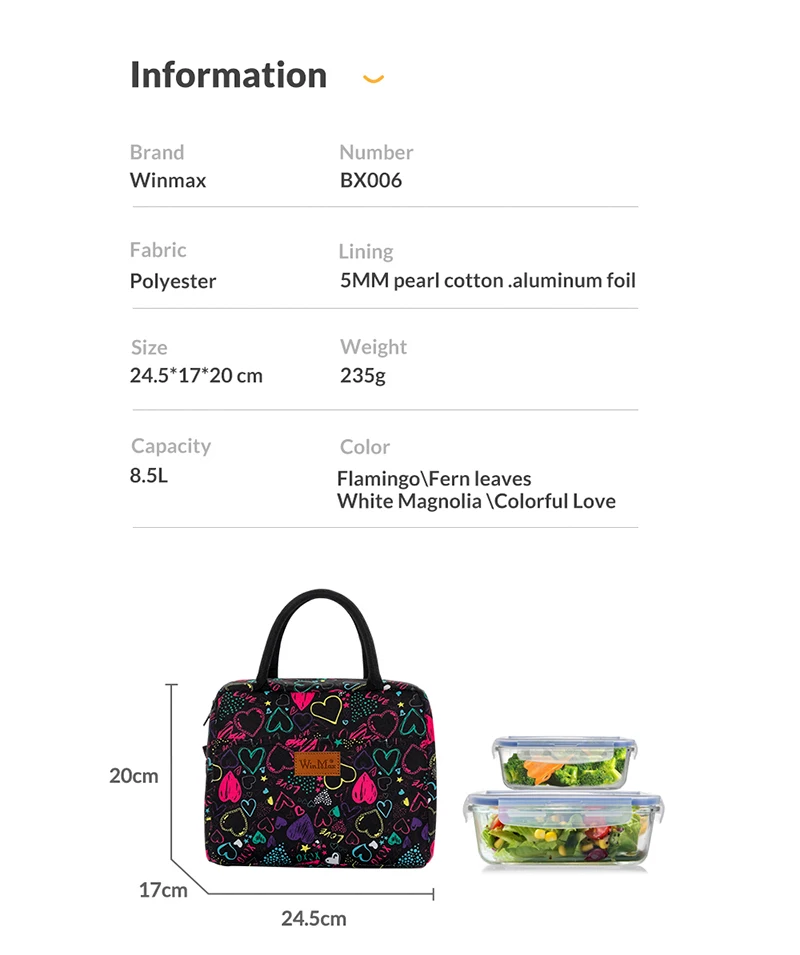 Winmax brands quality Lunch bags Thick Thermal Insulated Portable Large Food Picnic Lunch Box for Men Women dropshipping