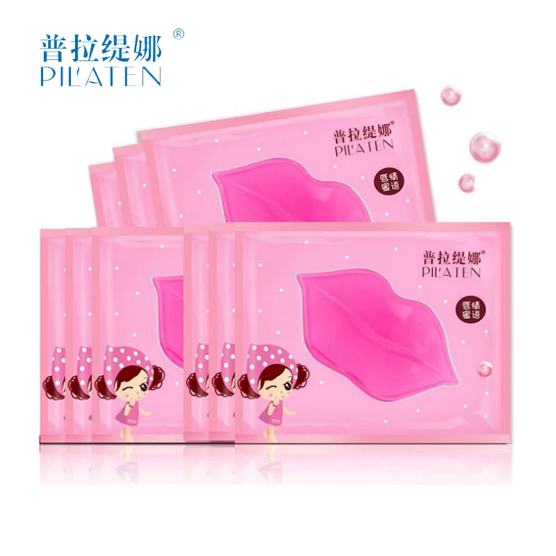 

10pcs/lot Pilaten Moisturizing Collagen Nourishing Lip Mask lip plumper bioaqua Lips stickers holika holika for lips balm