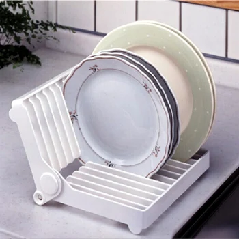 

Fashion 1Pcs Kitchen Drainer Rack Drip Shelf Plate Rack Organizer Useful Foldable Kitchen White Plastic Dish Rack Tools