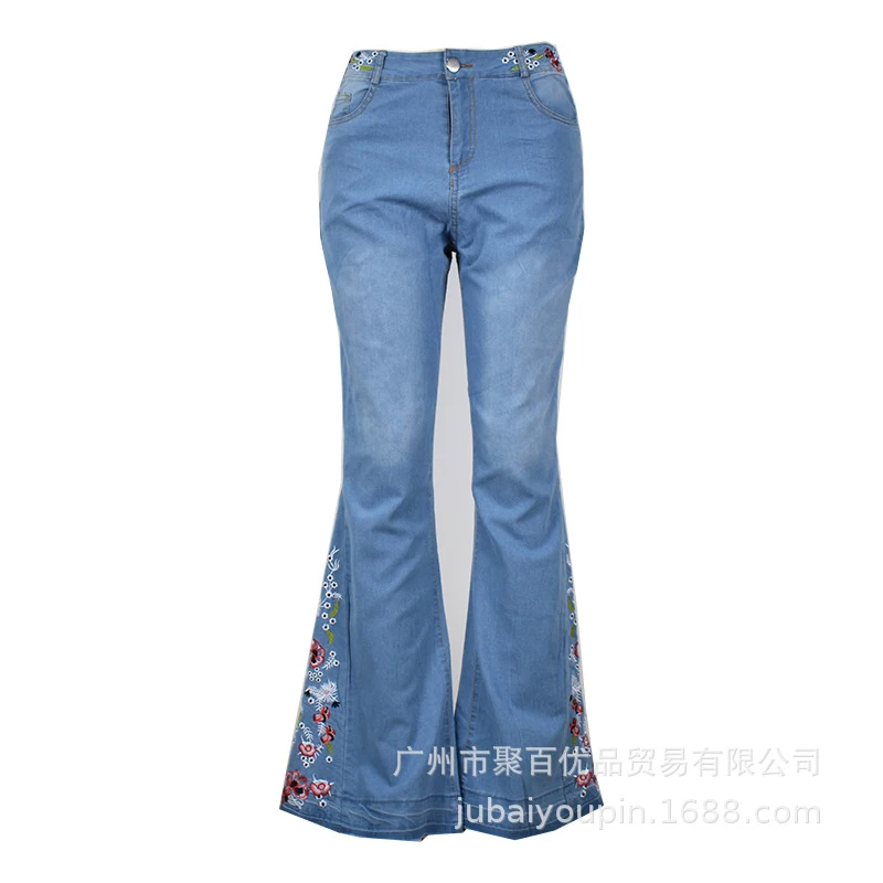 

Skinny Jeans Women Wide Leg Denim Bell Bottom Jeans Printed Wide Leg Flared Pants Slim Skinny Jeans Woman Clothing Free Shipping