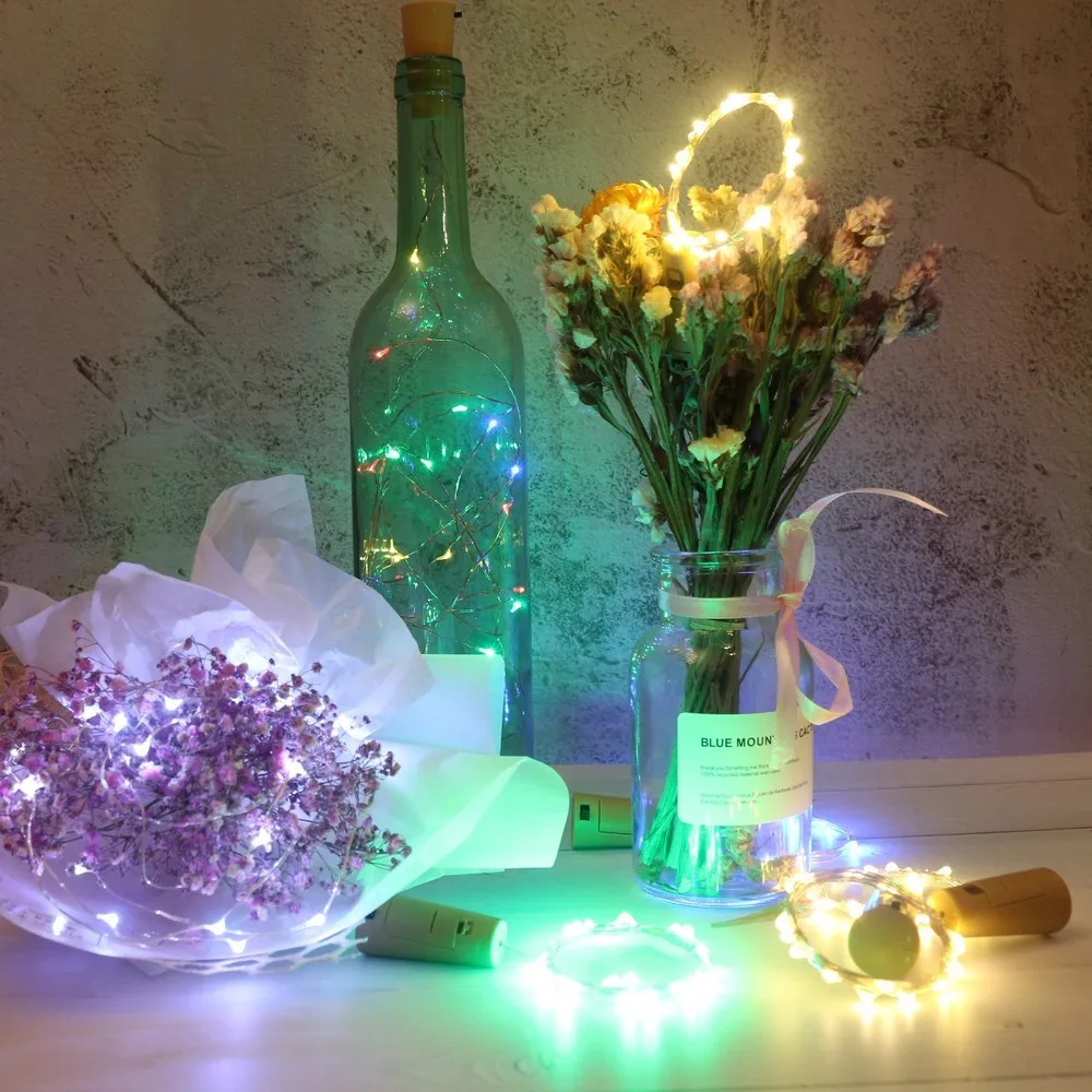 6 pcs per lot 10LED/15LED/20LED Garland Solar Wine Bottle Lights Fairy Lights Christmas Light LED Copper Garland Wire led light