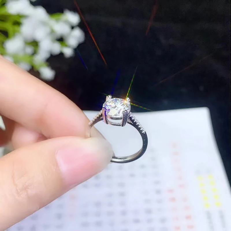 BOEYCJR 925 серебро 0.5ct/1ct/2ct/3ct F цвет Муассанит VVS элегантное обручальное свадебное кольцо с бриллиантом для женщин