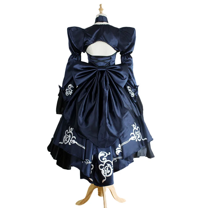 Hot Game Fate Stay Night Alter Saber Cosplay Costume Halloween Carnival Uniforms Women's Fashion Black Satin Dress Custom Made