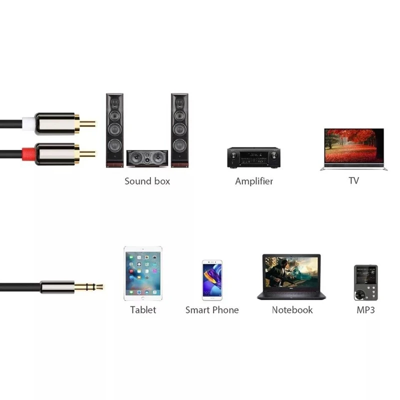 AUX аудио 3 5 мм штекер 2 RCA мужской стерео кабель Шнур для iPhone ПК Android (3 метра)| |
