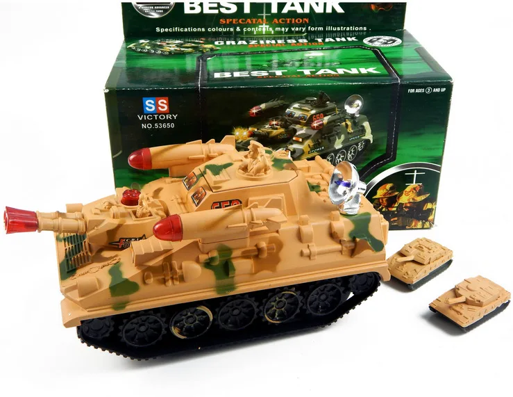 

Children Universal Wheel Electric Tank with Music Light with 2 of Small Tank Model Toy Rug Hot Sales