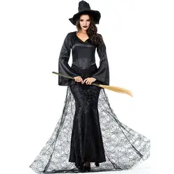 Женский черный туман костюм ведьмы для Хэллоуина реквизит для карнавала вечерние платья для косплея