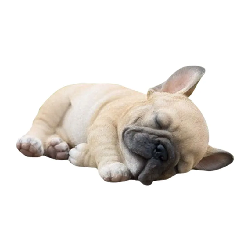 Sleepy French Bulldog Puppy Statue Resin Lawn Sculpture Garden Yard Decor Dog Statue Ornament