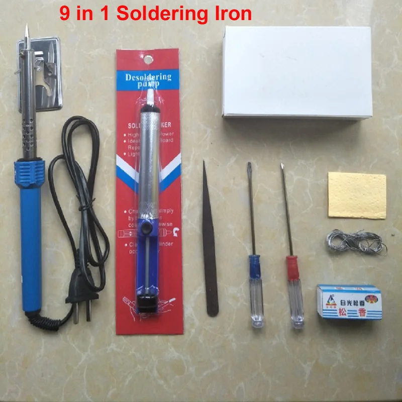 

9 in1 60W Electric soldering iron temperature adjustable 220V 110V Welding Solder iron rework station soldering iron accessories