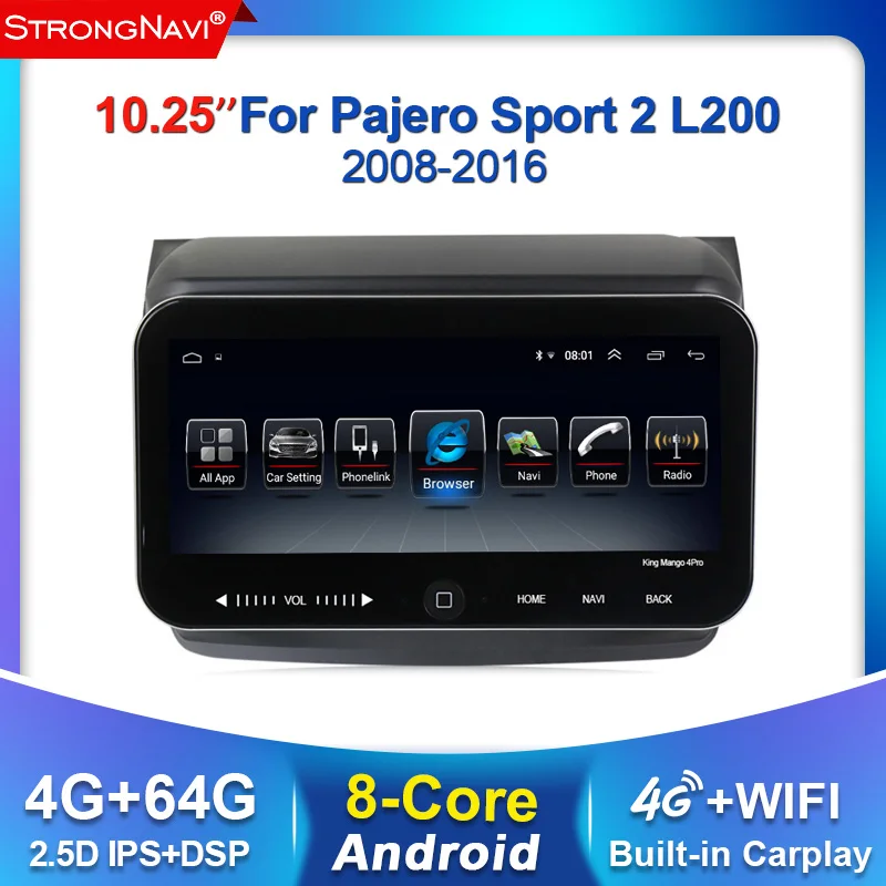 10 25 ''IPS DSP Android 4 + 64G 2din автомобильный мультимедийный плеер для MITSUBISHI PAJERO Sport L200