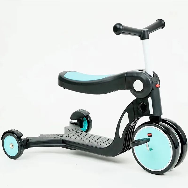 Переносной Многофункциональный трехколесный велосипед, Детский самокат, четыре колеса, ходунки для детей, балансировочный велосипед, езда на автомобилях для детей, От 1 до 6 лет на колесиках - Цвет: blue