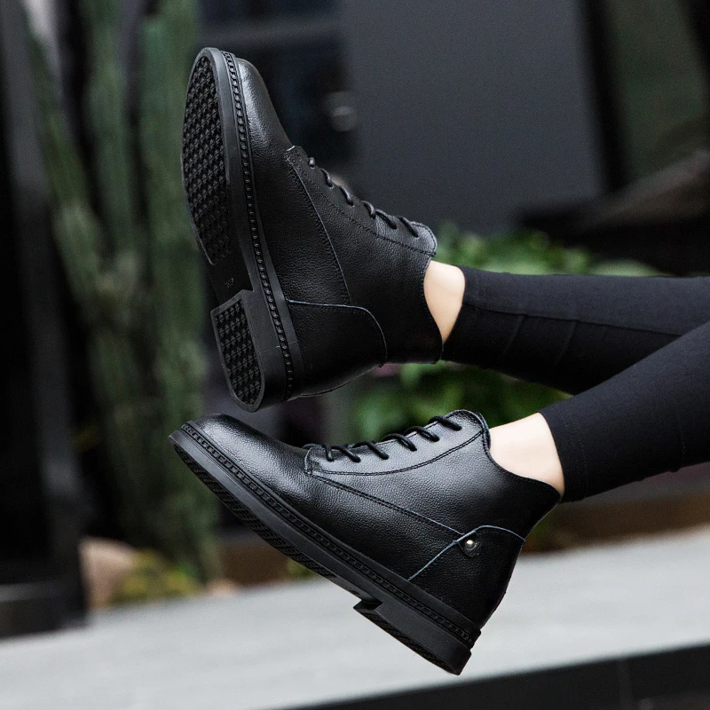 

Net red thin boots increase the British high state Martin boots plus velvet warm high-top shoes British College wind horse nail