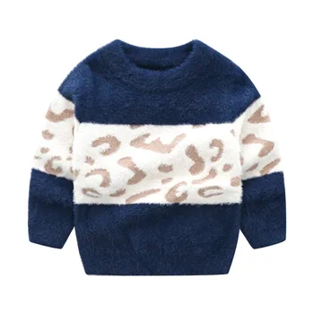 

New Baby Boys Sweater Autumn Boy Mohair Pullover Kids Knit Outerwear Children Leopard Sweater Kids Sweater Boys Knitwear 2-8 Yrs